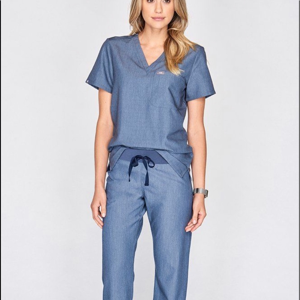 Pair of denim figs scrubs